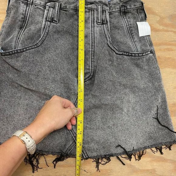 Free People East Of Eden Denim Mini Skirt, Gray Jean Size 27 (US 4), MSRP $78 - Picture 9 of 10